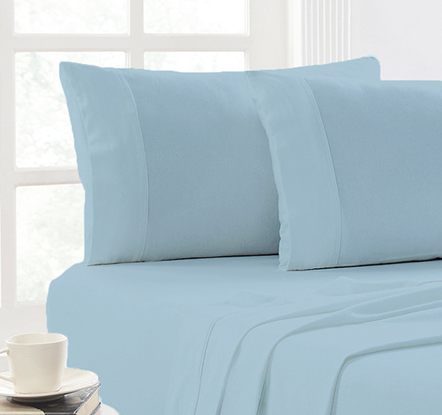 Egyptian Cotton Flannelette Mega Sheet Set Range Sky