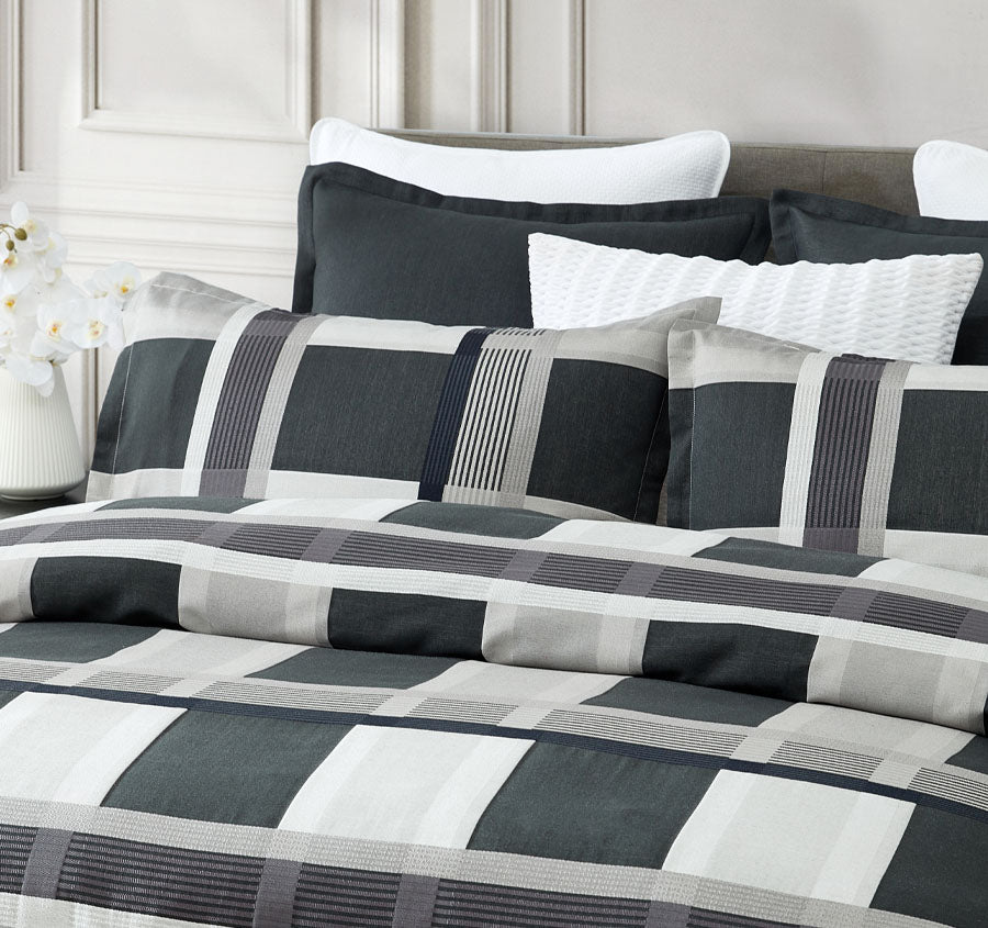 Conrad Quilt Cover Set Range Silver
