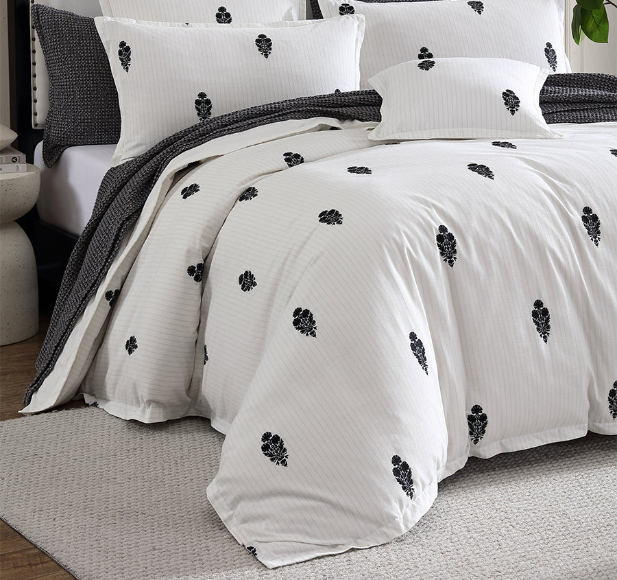 Khari Quilt Cover Set Range Charcoal
