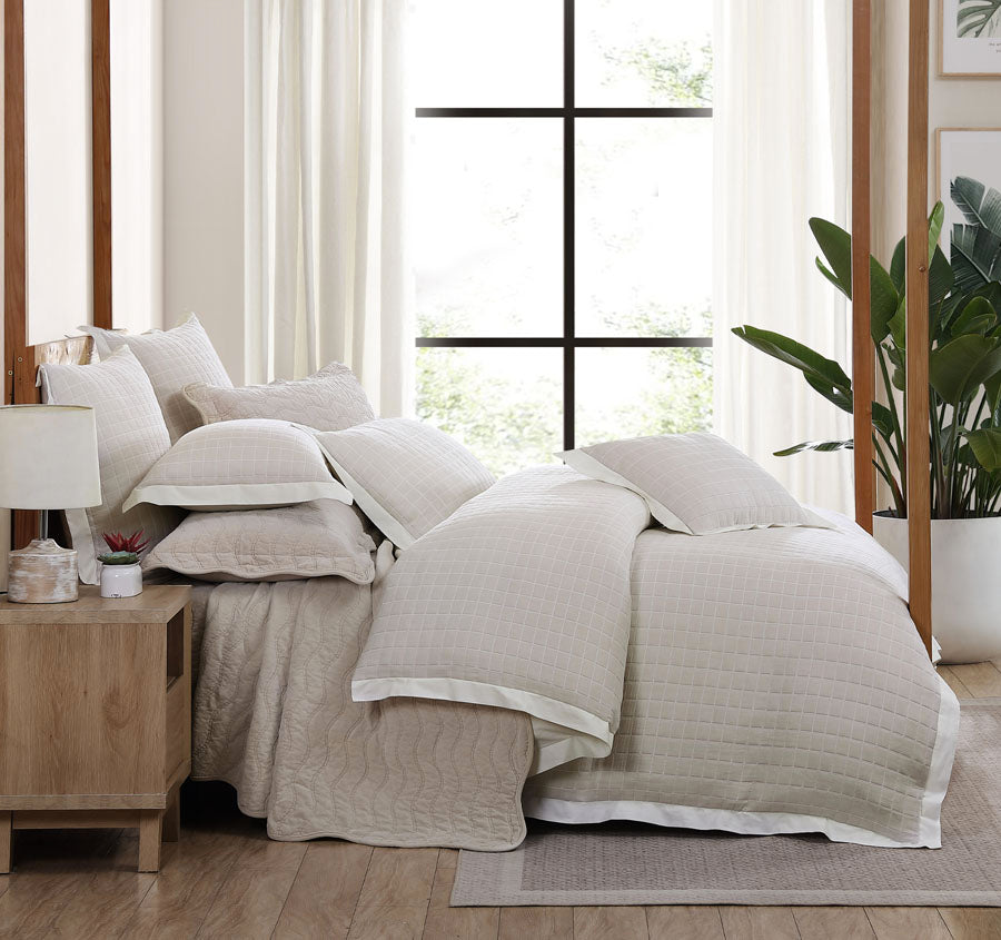 Kingston Quilt Cover Set Range Stone
