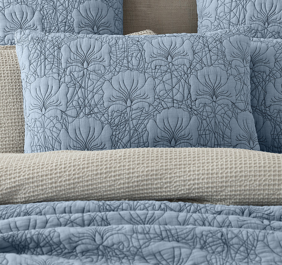 Lilian Standard Pillow Sham Pair Denim