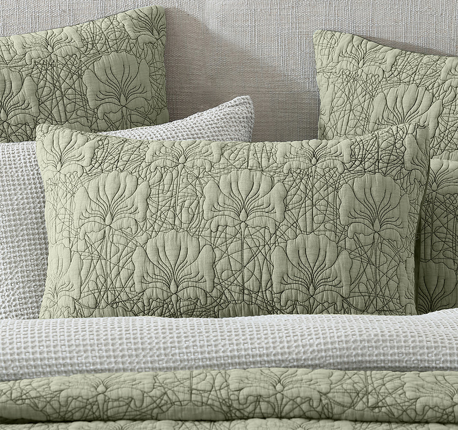 Lilian Standard Pillow Sham Pair Moss