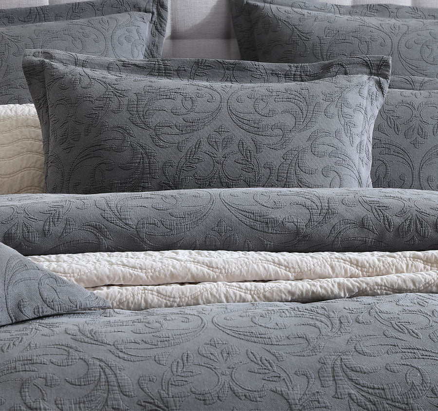 Marbella Quilt Cover Set Range Charcoal