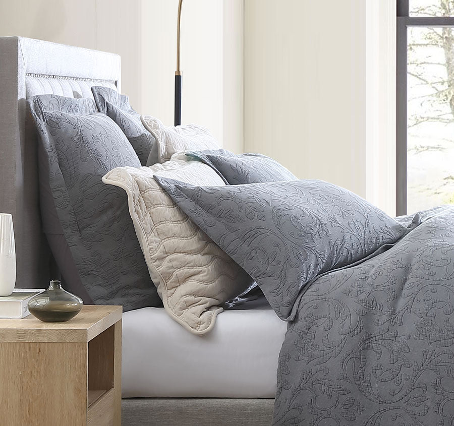 Marbella Quilt Cover Set Range Charcoal