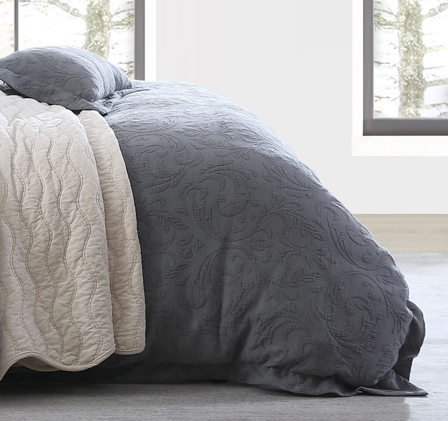 Marbella Quilt Cover Set Range Charcoal