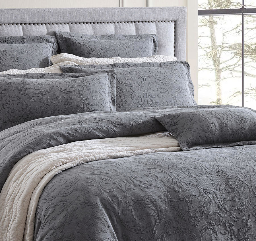 Marbella Quilt Cover Set Range Charcoal