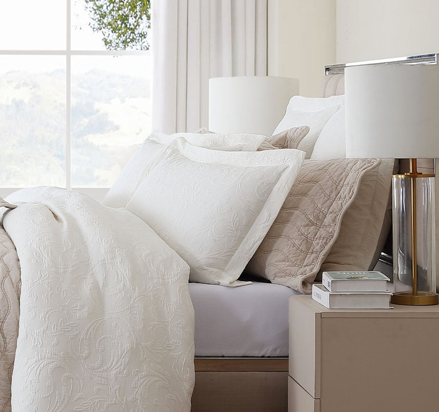 Marbella Quilt Cover Set Range Ivory