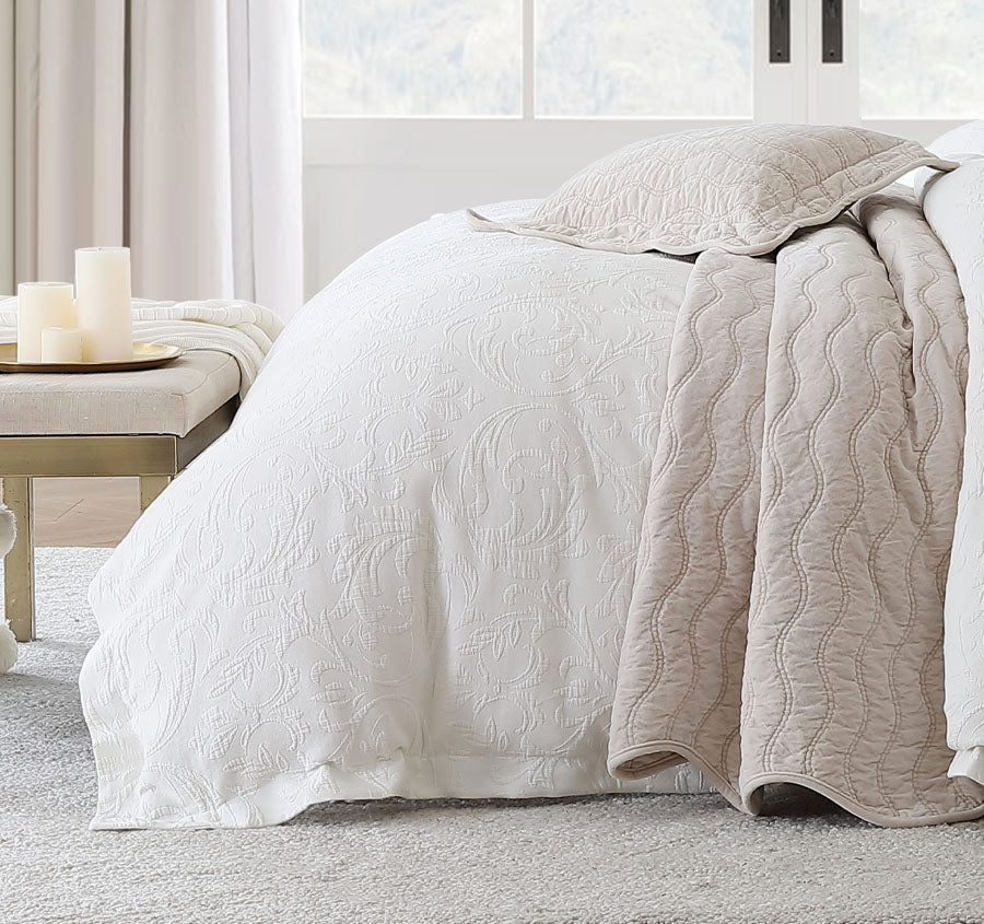 Marbella Quilt Cover Set Range Ivory