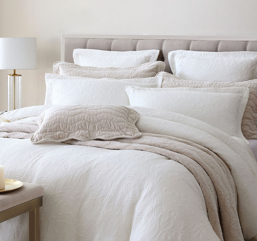 Marbella Quilt Cover Set Range Ivory