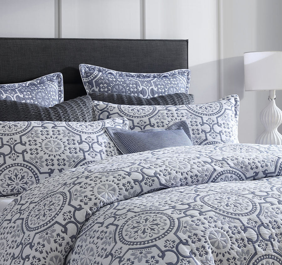 Mayfair Quilt Cover Set Range Navy Manchester Warehouse