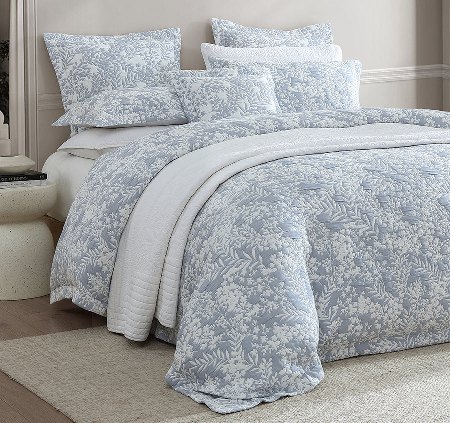 Quinn Quilt Cover Set Range Denim