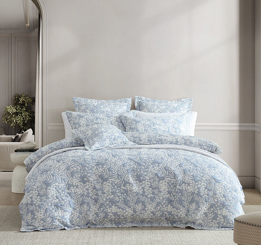 Quinn Quilt Cover Set Range Denim