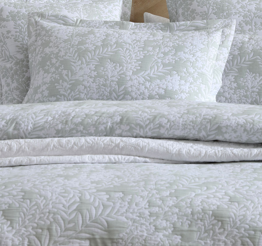 Quinn Quilt Cover Set Range Sage