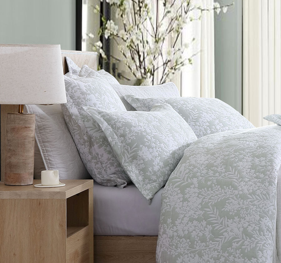 Quinn Quilt Cover Set Range Sage