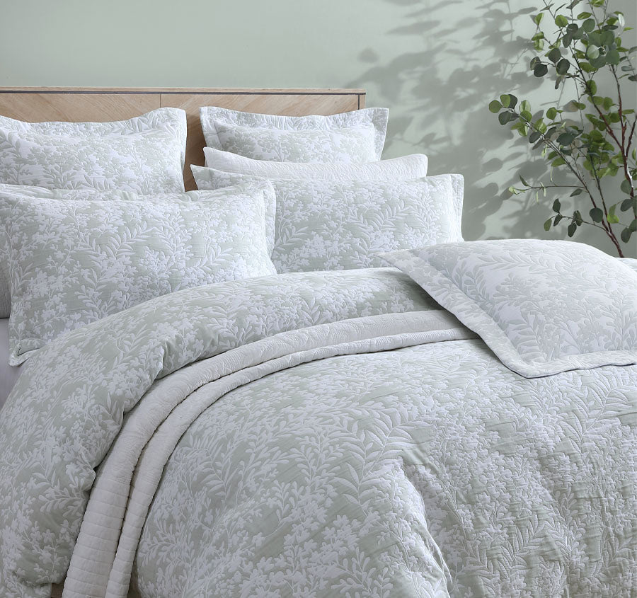 Quinn Quilt Cover Set Range Sage