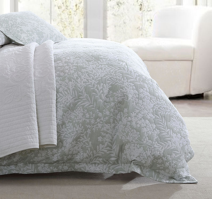 Quinn Quilt Cover Set Range Sage