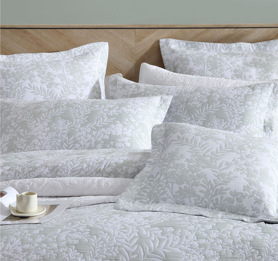 Quinn Quilt Cover Set Range Sage