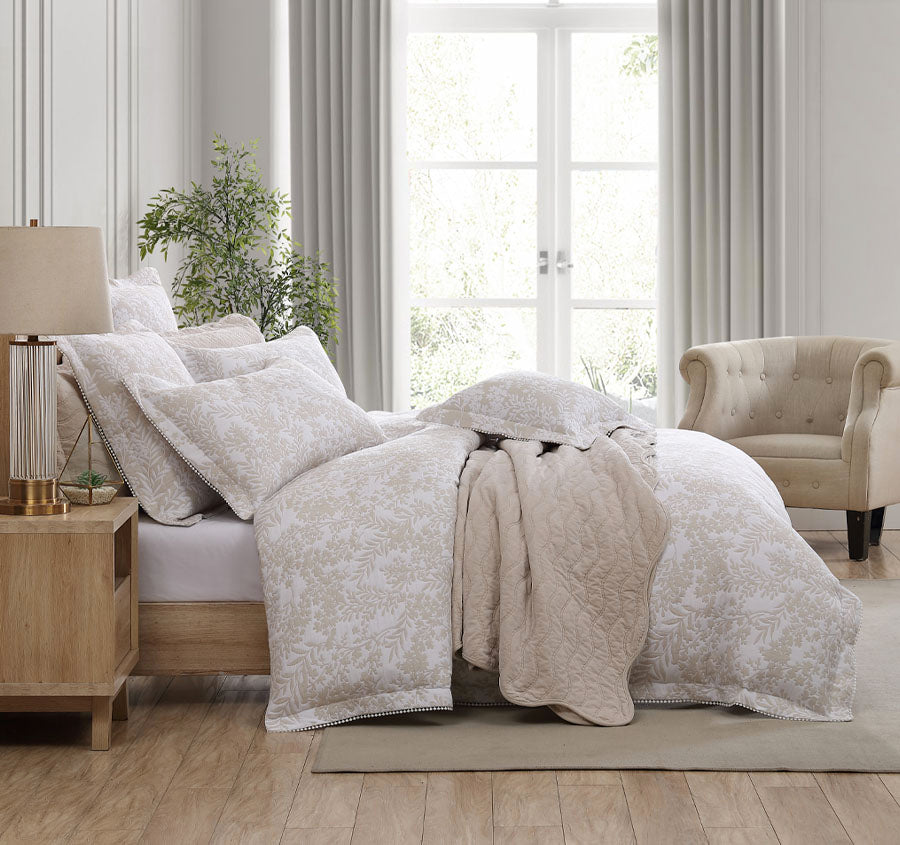 Quinn Quilt Cover Set Range Stone