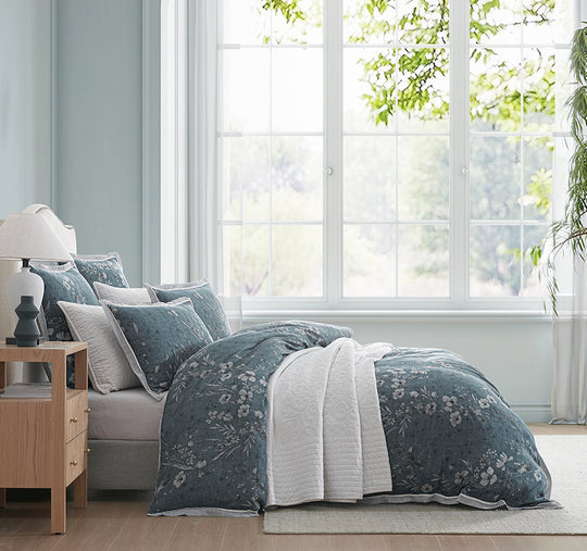 Samaria Quilt Cover Set Range Teal