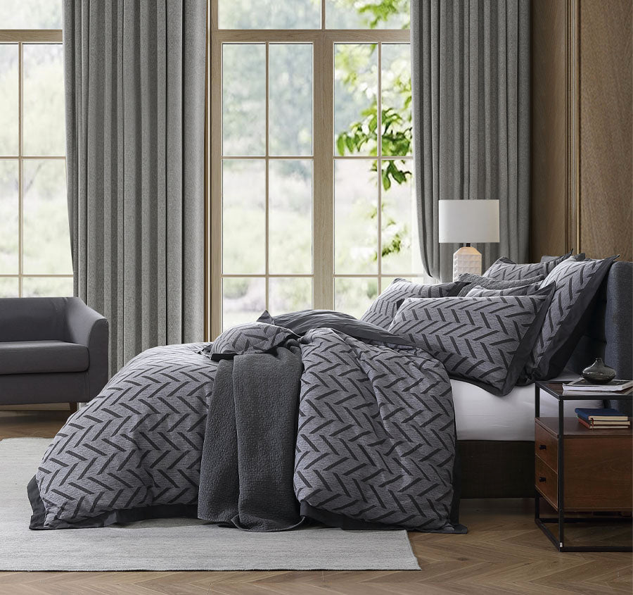Westport Quilt Cover Set Range Charcoal