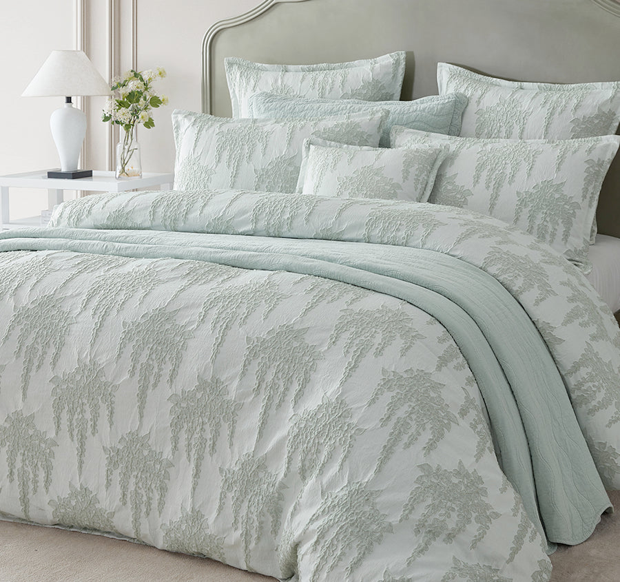 Wisteria Quilt Cover Set Range Sage