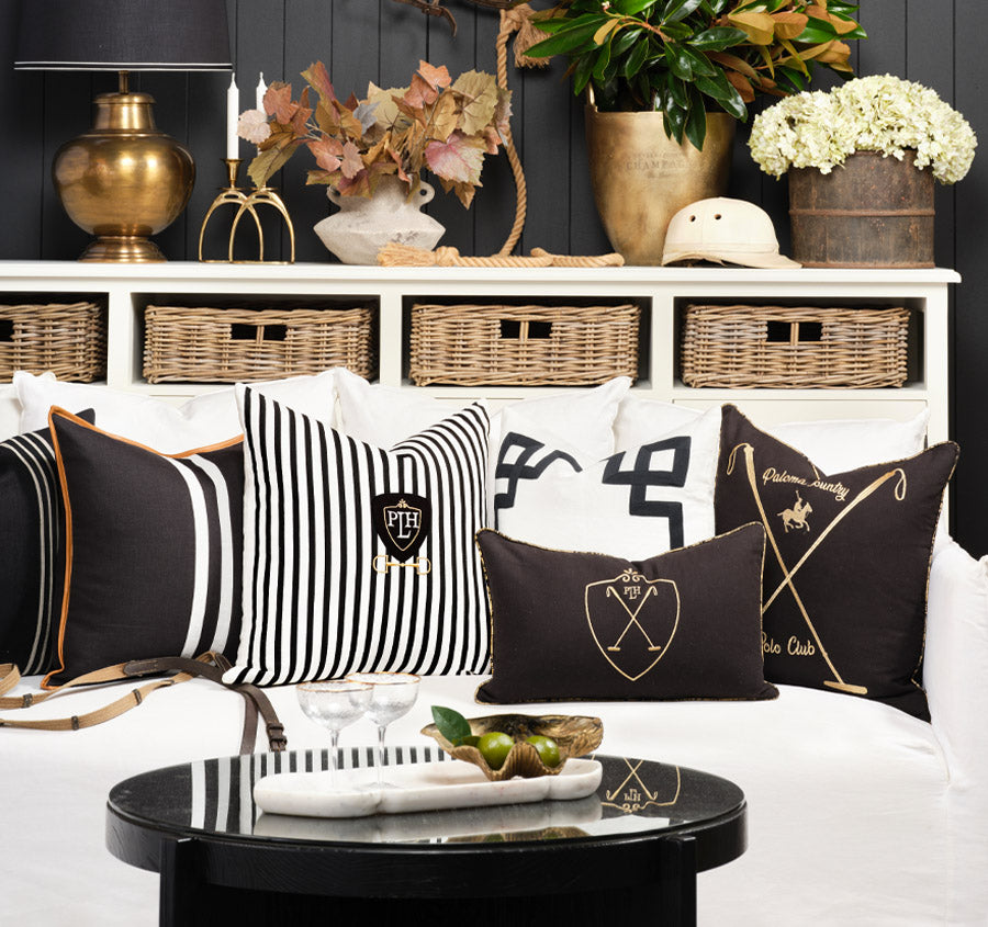 Country Polo 30x50cm Filled Cushion Black