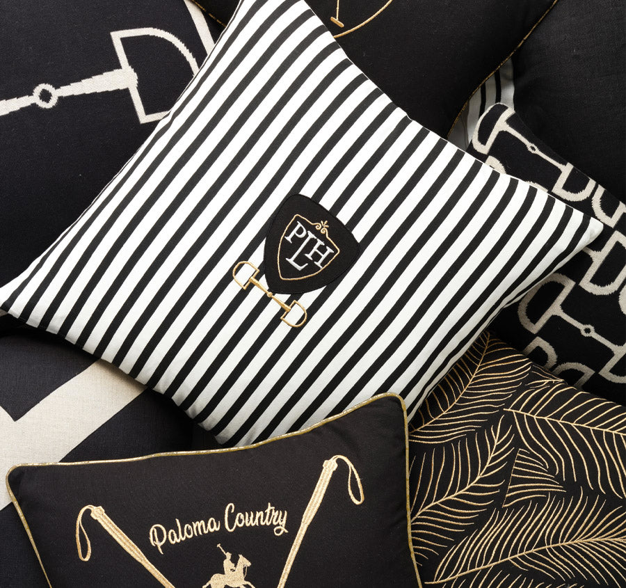 Equine Stripes 55x55cm Filled Cushion Black