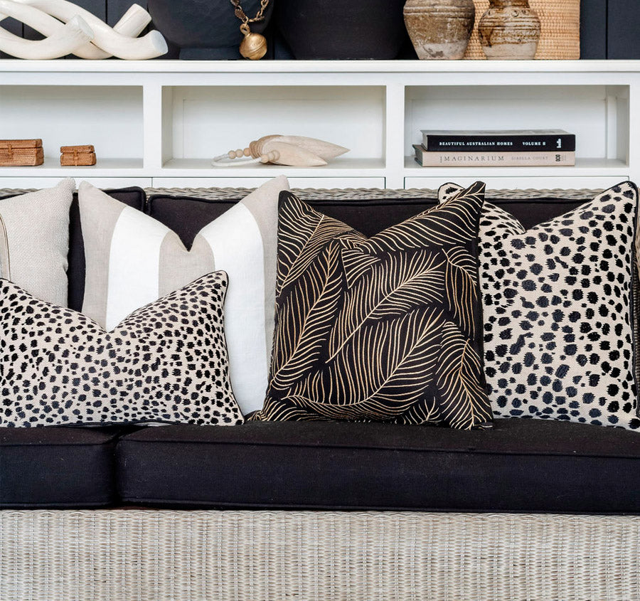 Golden Palms 50x50cm Filled Cushion Black
