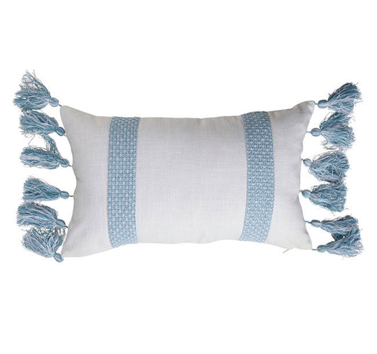 Jacquard Stripe 30x50cm Filled Cushion White