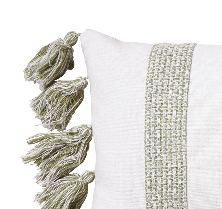 Jacquard Stripe 30x50cm Filled Cushion Sage