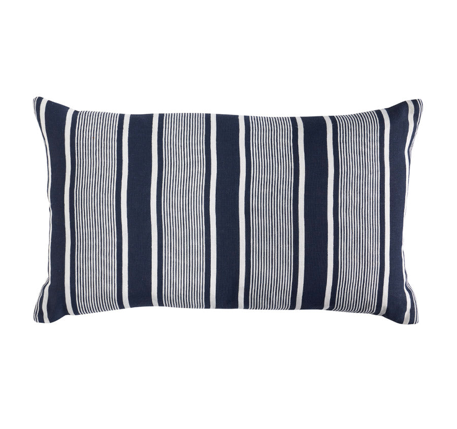 Linen Capri Stripes 35x60cm Filled Cushion Navy