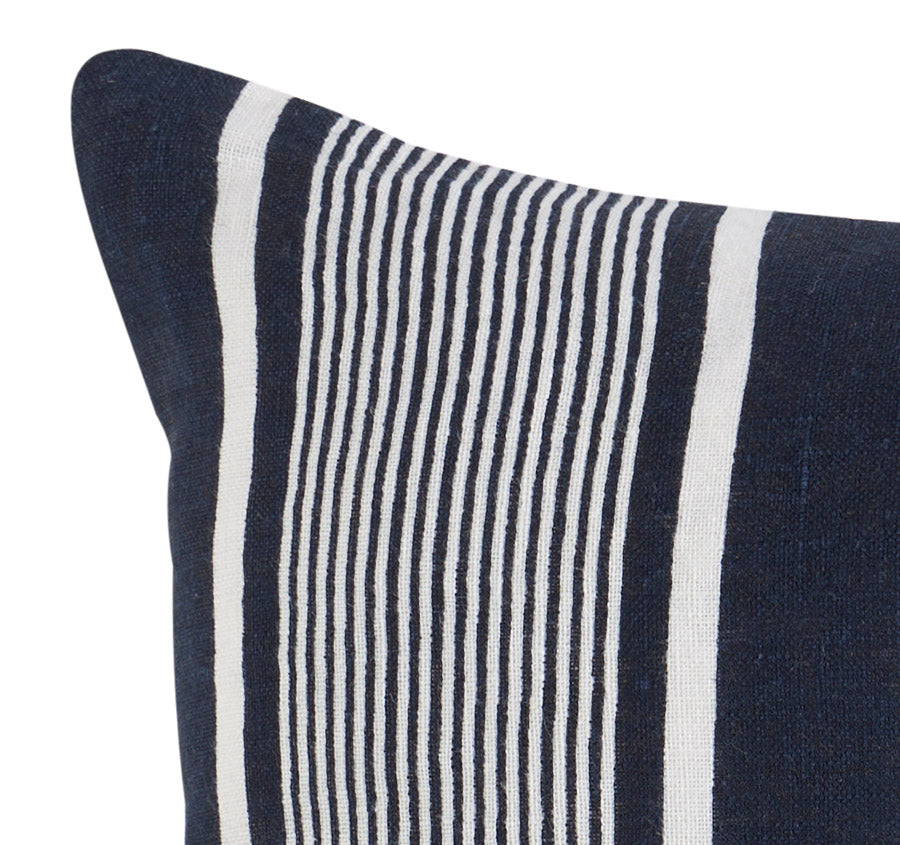 Linen Capri Stripes 55x55cm Filled Cushion Navy Manchester Warehouse