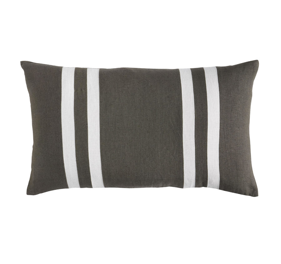 Linen Palma Stripes 35x60cm Filled Cushion Olive