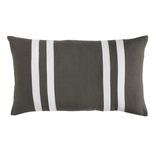 Linen Palma Stripes 35x60cm Filled Cushion Olive