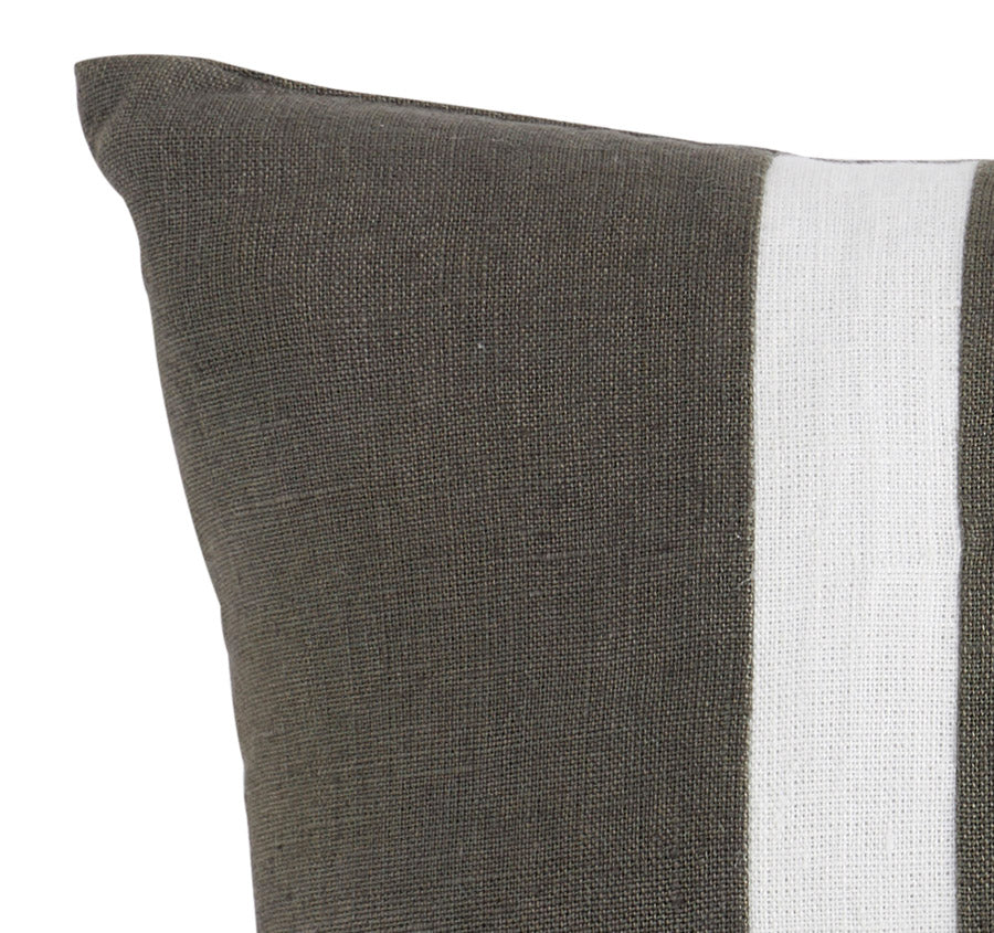 Linen Palma Stripes 35x60cm Filled Cushion Olive