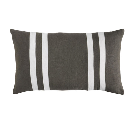 Linen Palma Stripes 35x60cm Filled Cushion Olive