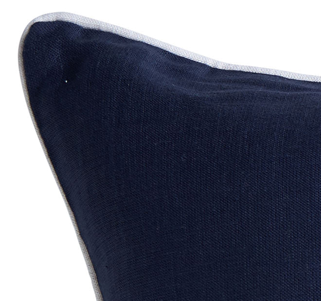 Linen Piping 50x50cm Filled Cushion Navy