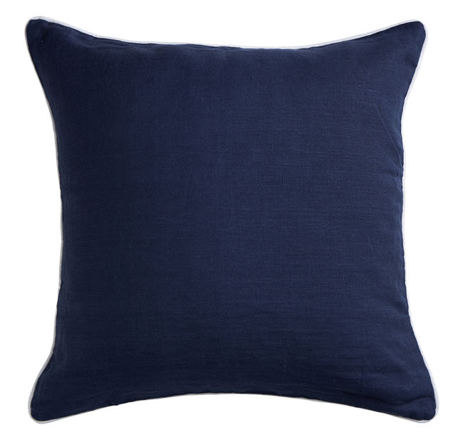 Linen Piping 50x50cm Filled Cushion Navy