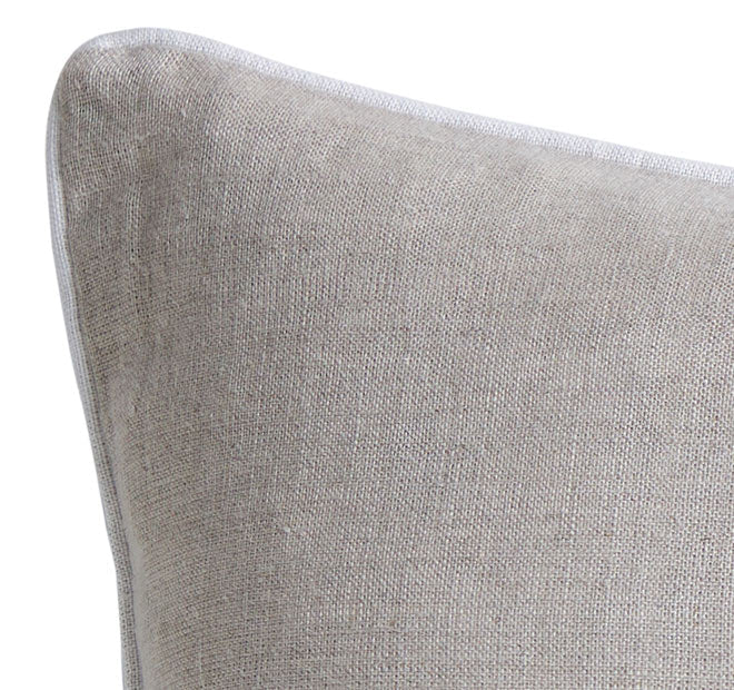 Linen Piping 50x50cm Filled Cushion Sand