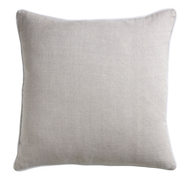 Linen Piping 50x50cm Filled Cushion Sand