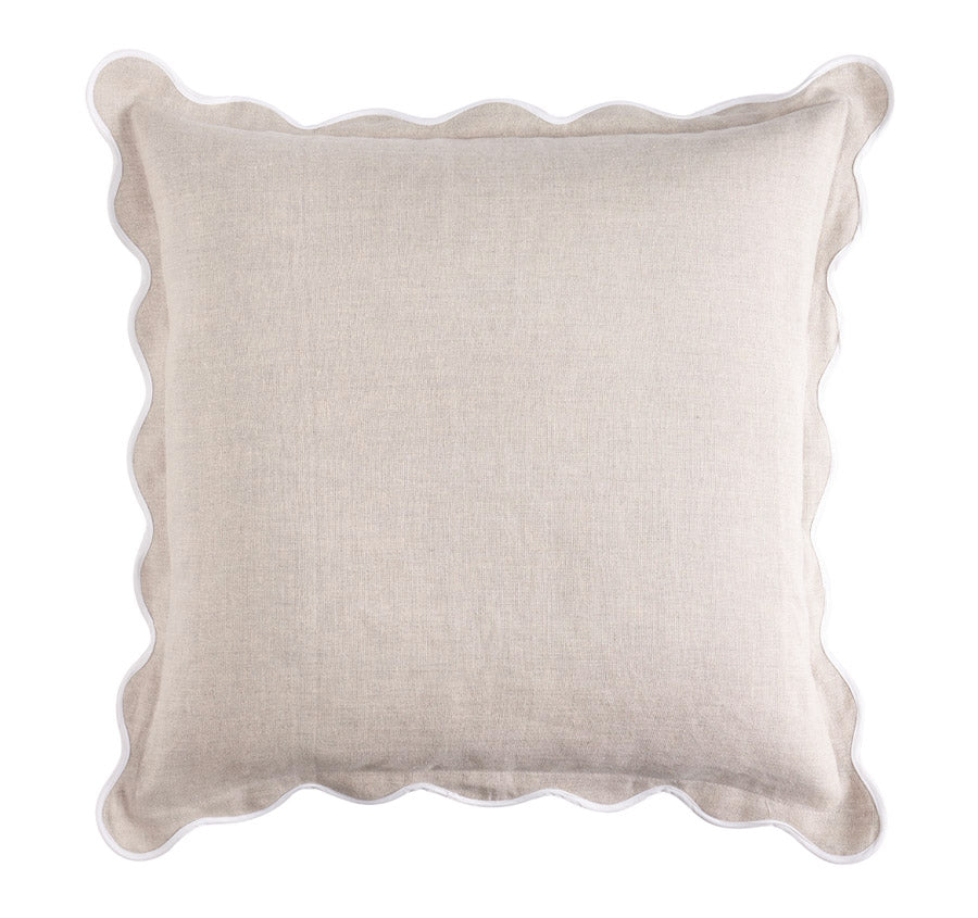 Linen Scallop 55x55cm Filled Cushion Sand