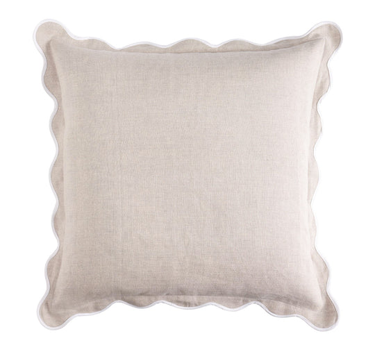 Linen Scallop 55x55cm Filled Cushion Sand