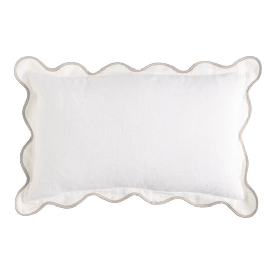 Linen Scallop 30x50cm Filled Cushion White