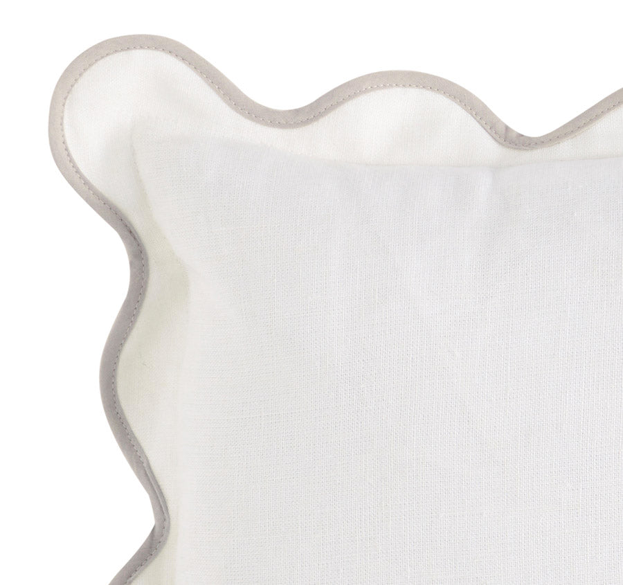 Linen Scallop 30x50cm Filled Cushion White