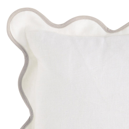 Linen Scallop 30x50cm Filled Cushion White