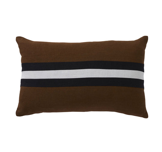 Linen Stripes 30x50cm Filled Cushion Tobacco