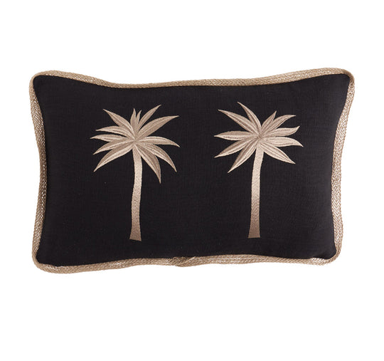 Marigold Palm 30x50cm Filled Cushion Black