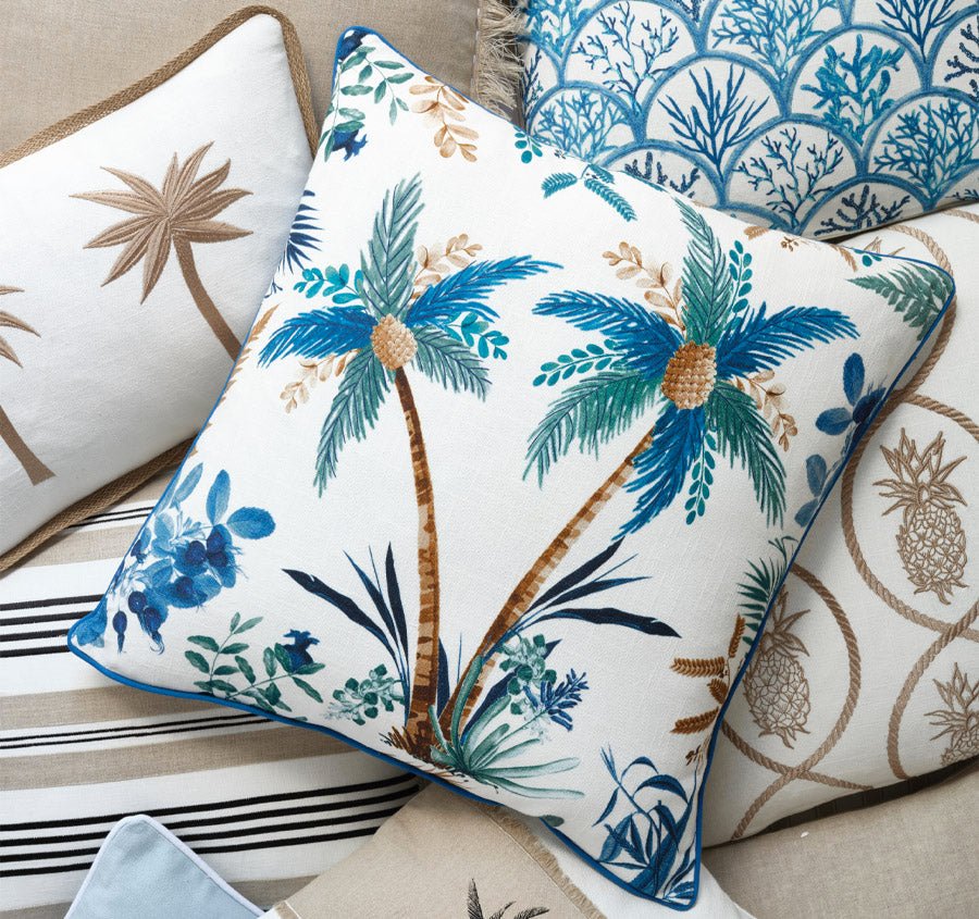 Palm Beach 55x55cm Filled Cushion Blue