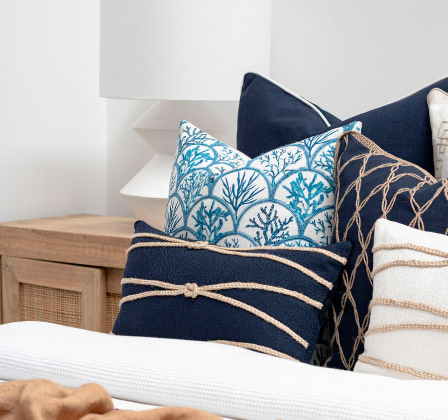 Palm Bleau 50x50cm Filled Cushion Blue