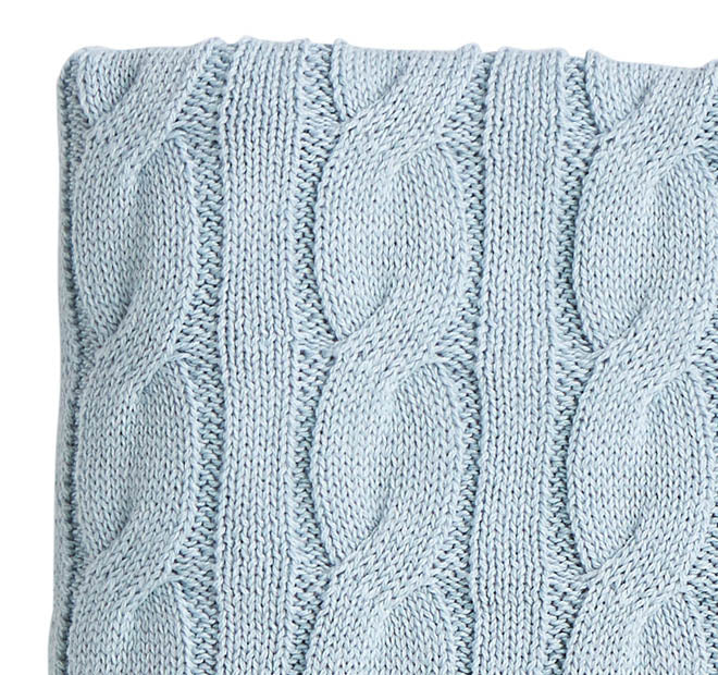 Paloma Cable Knit 130x170cm Throw Rug Sky Blue